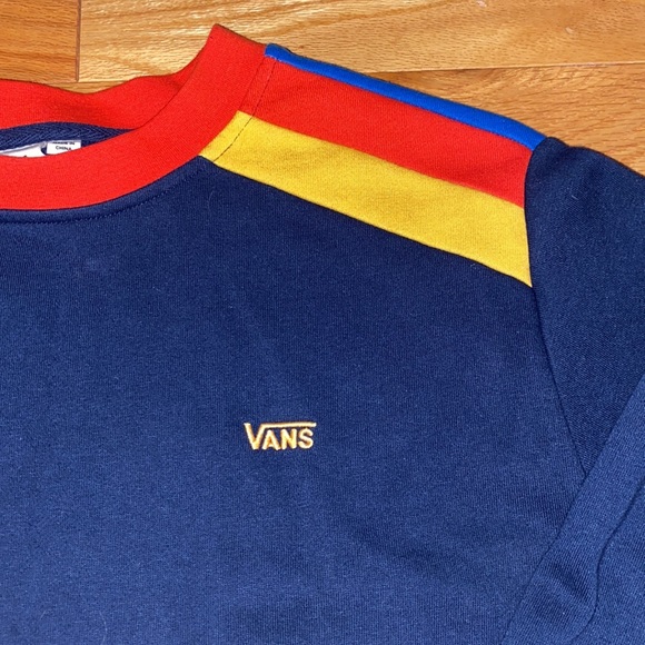 Size L Vans navy cropped crewneck with striped accents - Picture 2 of 4